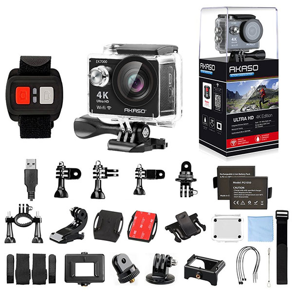 AKASO Ultra HD 4K Waterproof Sports Action Camera Accessories Pack